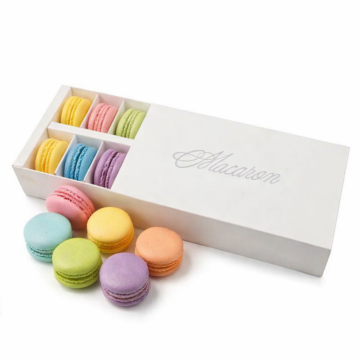 Macaronos doboz - feliratos fehér kétsoros - CSOMAG 10 db