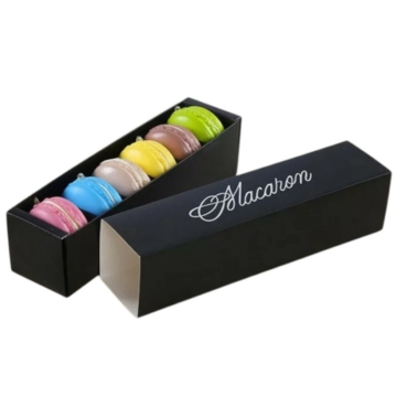 Macaronos doboz FEKETE CSOMAG - feliratos, 6 db macaronhoz - 10 db