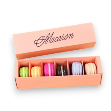 Macaronos doboz RÓZSASZÍN CSOMAG - feliratos, 6 db macaronhoz - 10 db