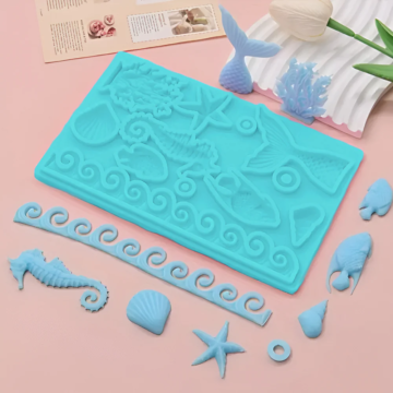 Szilikon forma fondant díszekhez- Tengeri állatok