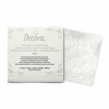 Decora Ehető valódi EZÜST fólia 5db 86x86mm