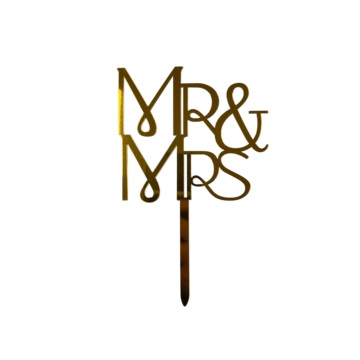 Akril beszúró ,,Mr &amp; Mrs" 1 db - Arany
