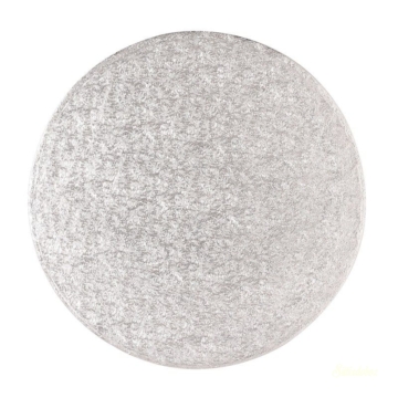 Prémium Ezüst kerek tortadob/alátét 1cm vastag - 25cm
