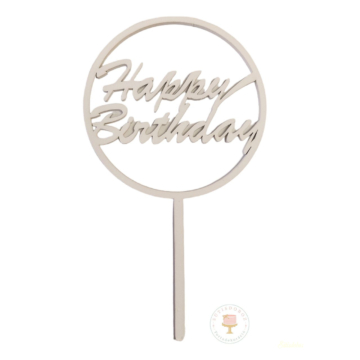 Fa torta beszúró - kerek Happy Birthday Fehér 10x18cm