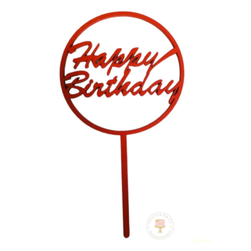 Fa torta beszúró - kerek Happy Birthday Piros 10x18cm