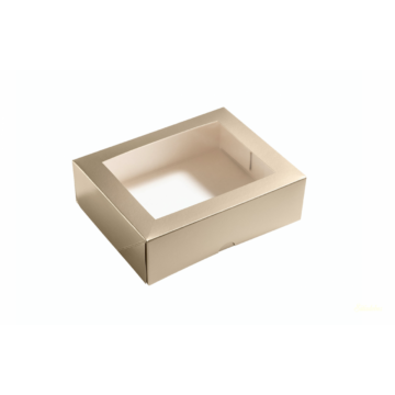 Bronz/Pezsgőszín ablakos sütis doboz 18.5x15x6cm - Minimum online rendelhető: 10db
