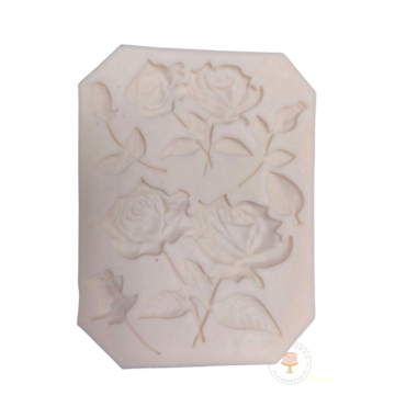 Szilikon forma fondant díszekhez - Rózsák szárral M91566