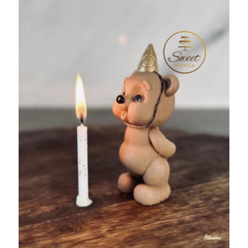 Szilikon 3d gyertyafújós maci forma 9cm