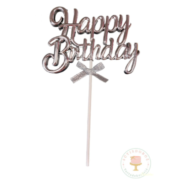 Műanyag tortabeszúró Happy Birthday - Ezüst