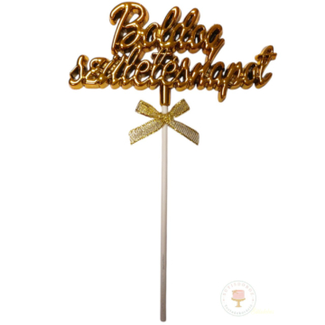 Műanyag tortabeszúró - Boldog Születésnapot felirat ARANY