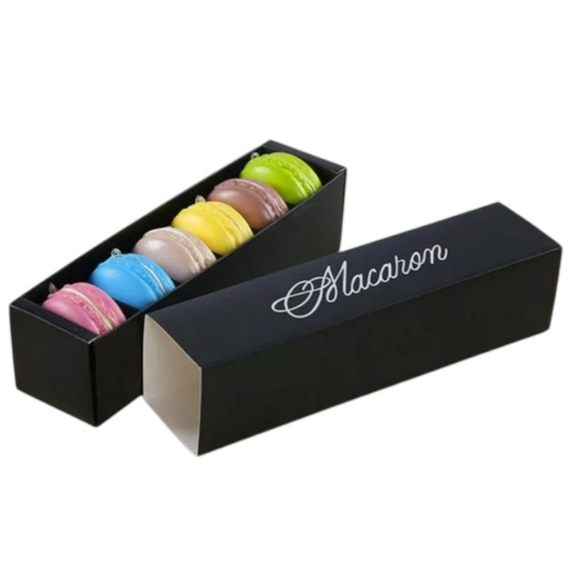 Macaronos doboz FEKETE CSOMAG - feliratos, 6 db macaronhoz - 10 db