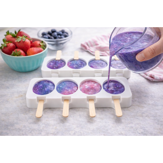 X Szilikon jégkrém/Popsicle forma - Kerek nyalóka 4db-os