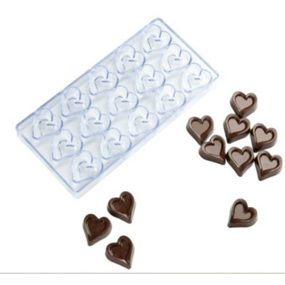 Polikarbonát bonbon forma - Szívben szív