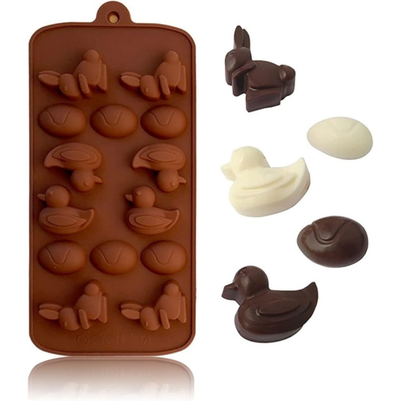 Szilikon csokoládé bonbon forma - Nyuszi, kacsa és tojás
