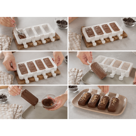 x Szilikon jégkrém/Popsicle forma - Mélyedéssel