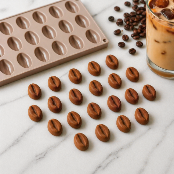 Szilikon forma mousse - Kávészem 28db-os