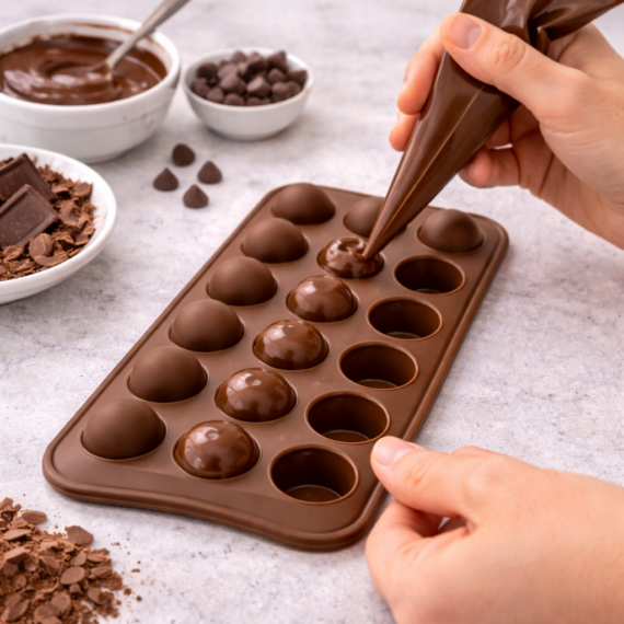 Szilikon csokoládé bonbon forma - Félgömb klasszikus 15db