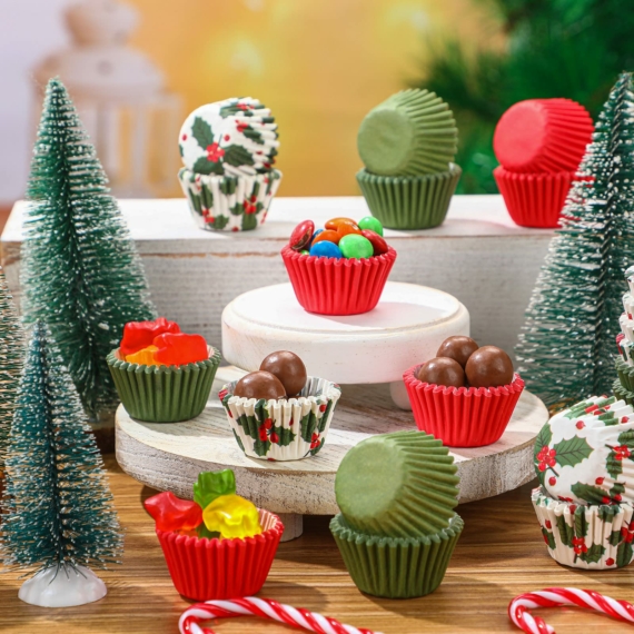 Decora mini muffin/bonbon forma 200db - Zöld-fehér-piros