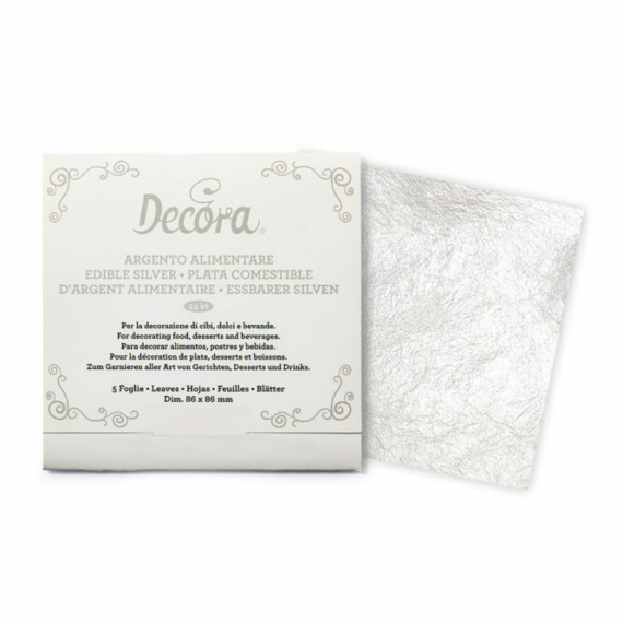 Decora Ehető valódi EZÜST fólia 5db 86x86mm