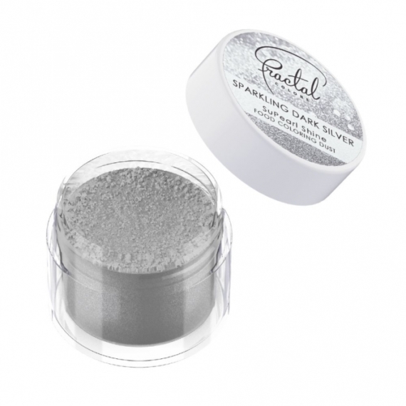 Fractal dekorációs selyemfényű ételszínező por - Sparkling Dark Silver - Szikrázó sötét ezüst