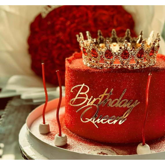 Akril felirat ,,Birthday Queen" 1 db - Arany