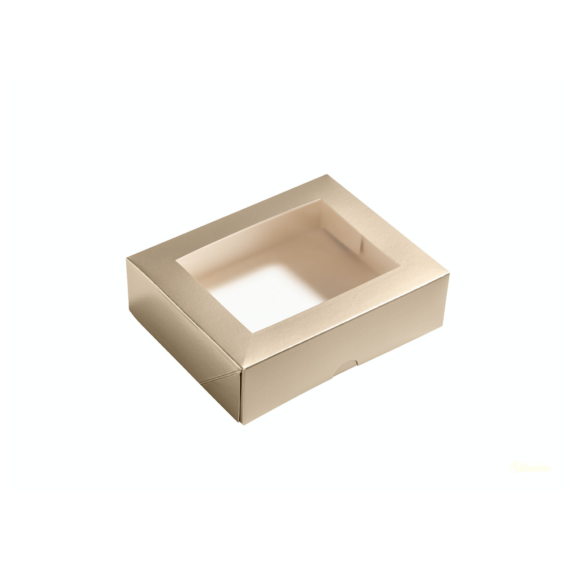 Bronz/Pezsgőszín ablakos sütis doboz 16x13x4.6cm - Minimum online rendelhető: 10db