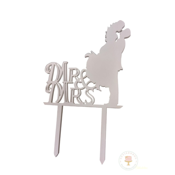 Fa torta beszúró - Mr Mrs Sziluett 17,5x10,5cm