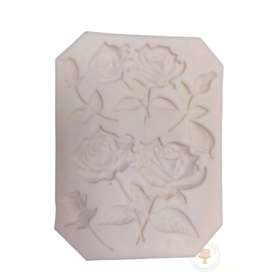 Szilikon forma fondant díszekhez - Rózsák szárral M91566