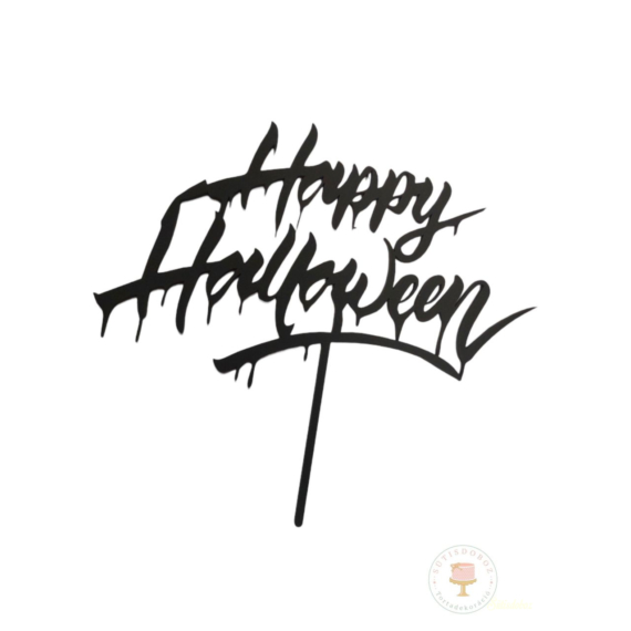 Fa torta beszúró - Happy Halloween fekete 1 db