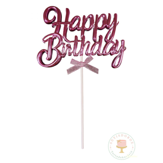 Műanyag tortabeszúró Happy Birthday - Rose/Lila