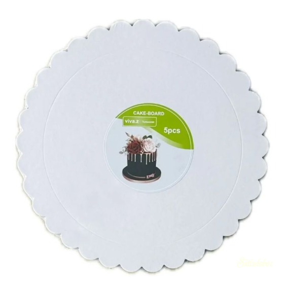Hullámos fehér tortakarton 28 cm 5db
