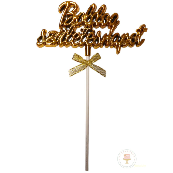 Műanyag tortabeszúró - Boldog Születésnapot felirat ARANY