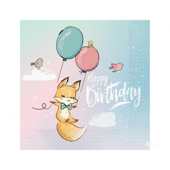 Szalvéta 20 db-os - Happy Birthday - Rókás